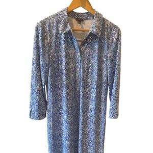 Talbots Women Effortless Nylon‎ Blue Floral Sheath Dress Size M Langenlook NWOT